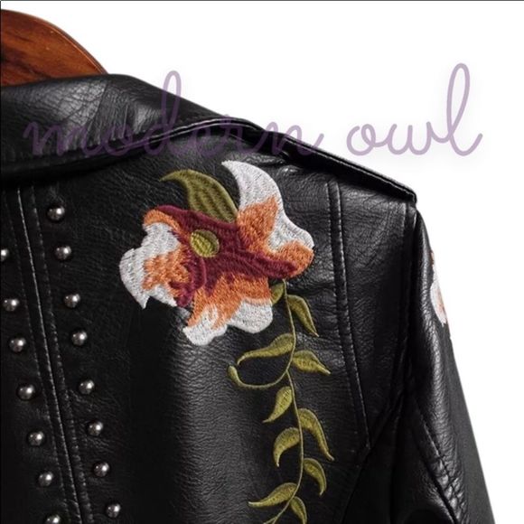 025-BEAUTIFUL EMBROIDERED Leather Jacket - Picture 7 of 7